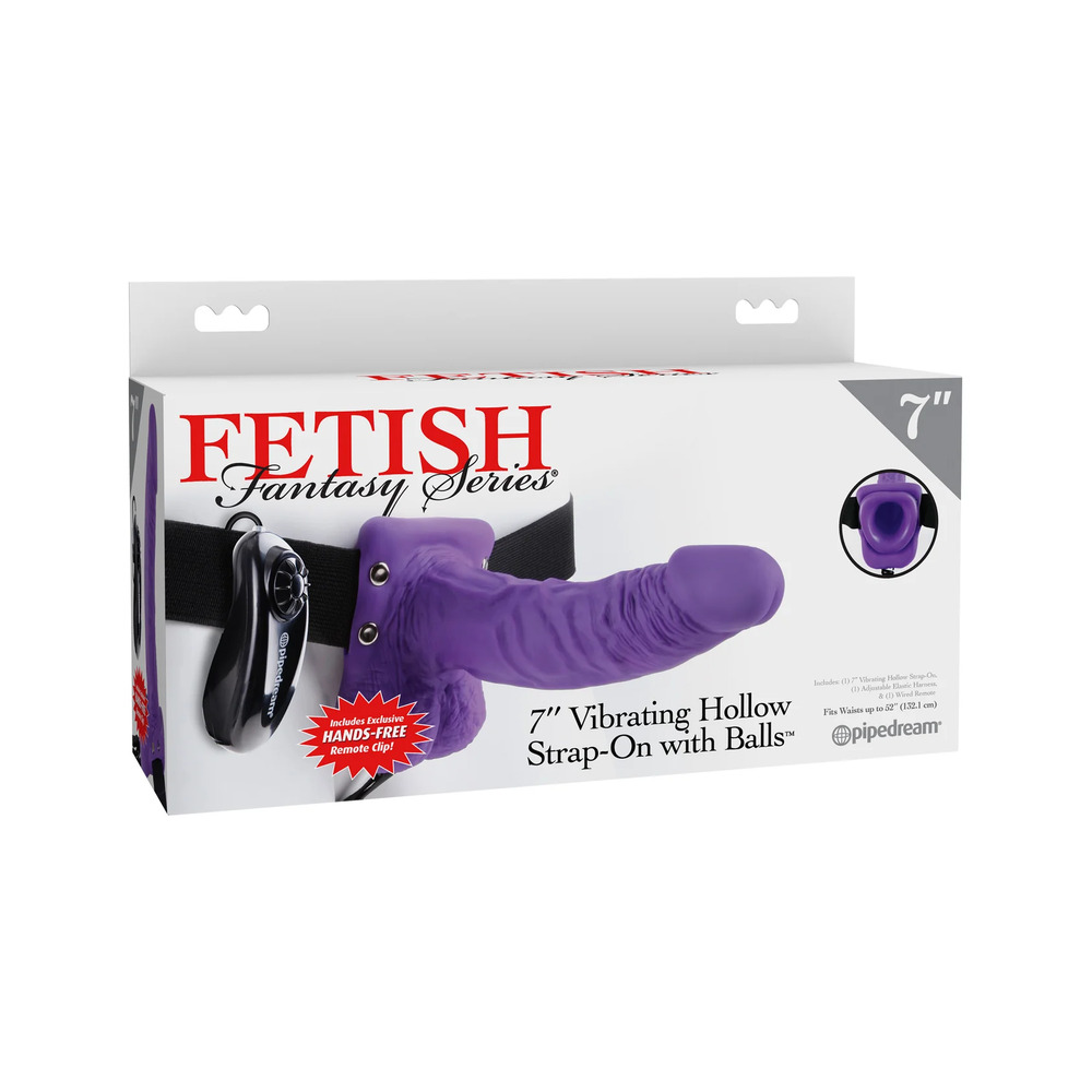 Fetish Fantasy Series 7 Inch Vibrating Hollow Strap On Purple - Image 4